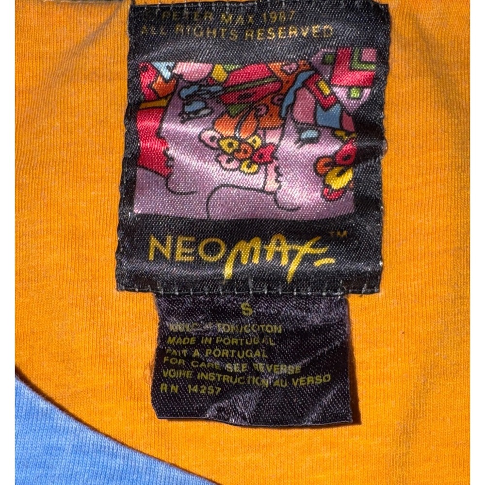Peter Max NEOMAX rare graphic t shirt I Love the World artstrip 1989 VINTAGE Y2K - Picture 6 of 9